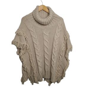 Betty Betty Women’s SZ L Firenze Made In Italy Tan Poncho/Sweater Wool & Alpaca